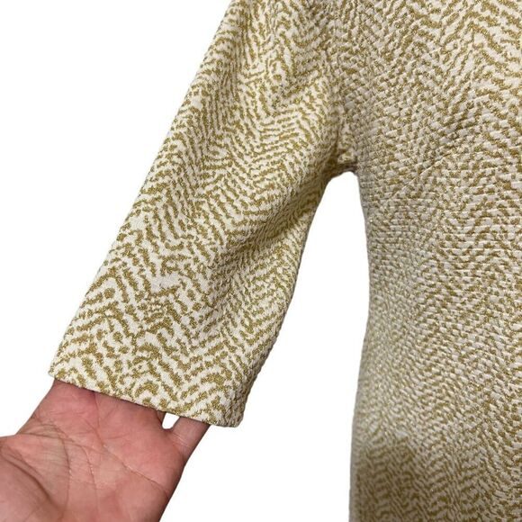 MAGGY LONDON Size 6 Metallic Gold White Sheath Dress Small - Picture 7 of 14